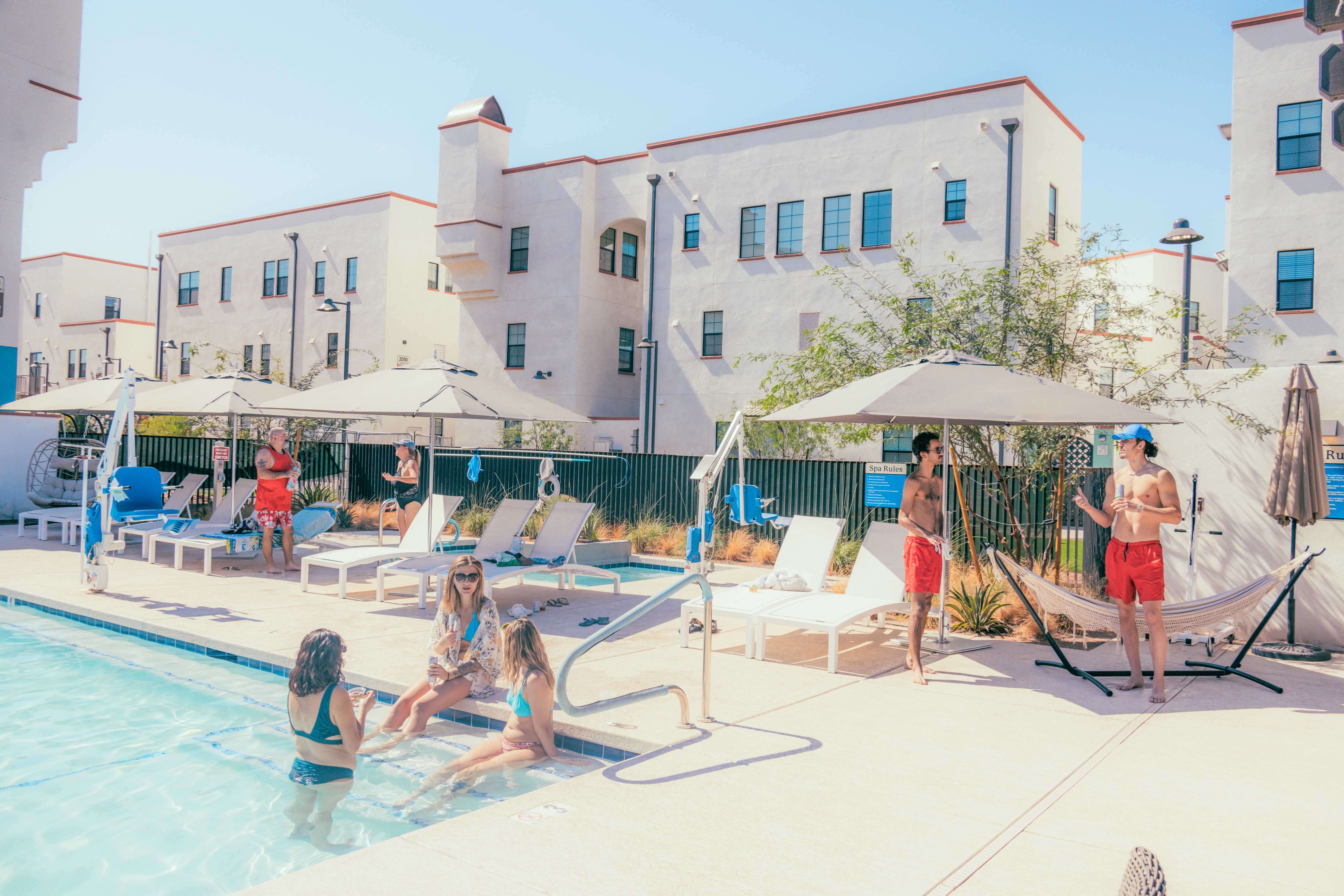 Lots of people at the pool