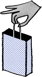 Hand holding shopping bag illustration